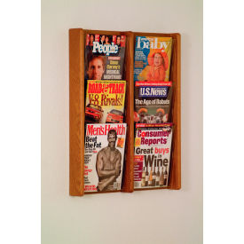 6 Pocket (2Wx3H) Acrylic & Oak Wall Display - Medium Oak AC26-6MO