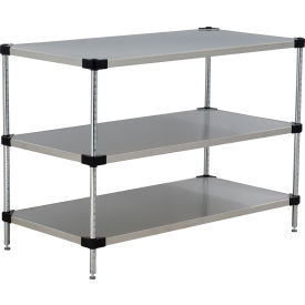 Nexel® 3 Shelf Stainless Steel Solid Shelving Unit Starter 36