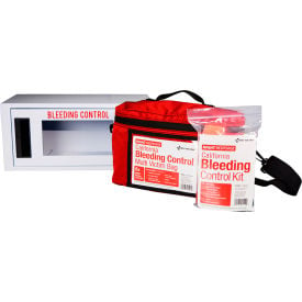 First Aid Only® Bleeding Control Cabinet w/ Bag No Alarm 1-24 Persons 42 Pieces Metal Case 91535