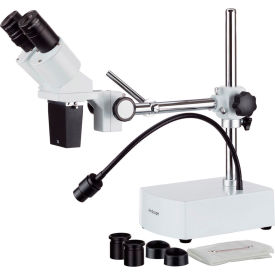 AmScope SE400-Z 10X-20X Binocular Stereo Microscope on Boom Arm Stand with LED Gooseneck Light SE400-Z