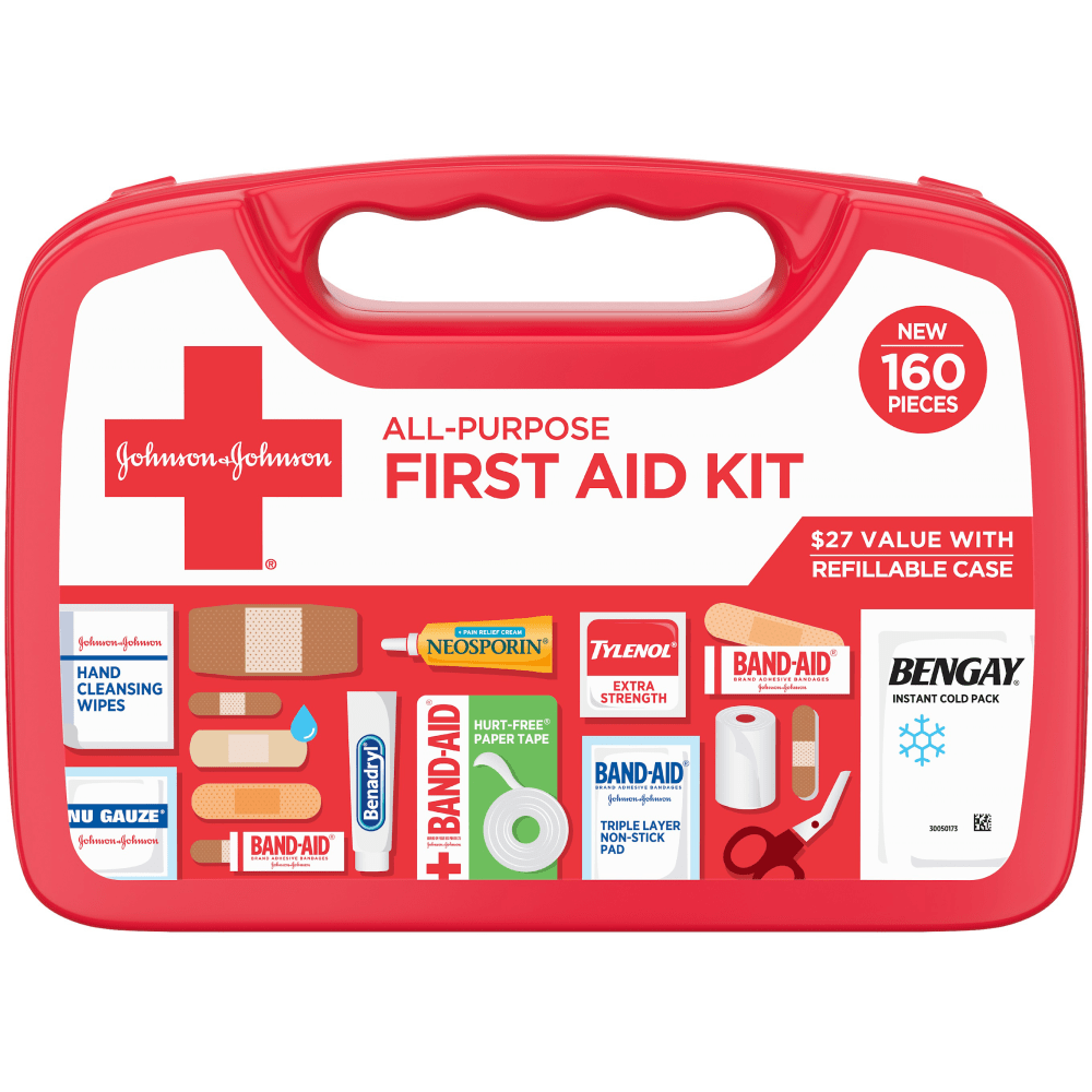 Johnson & Johnson All-Purpose Portable Compact Emergency First Aid Kit, 160 pieces (Min Order Qty 3) MPN:202045