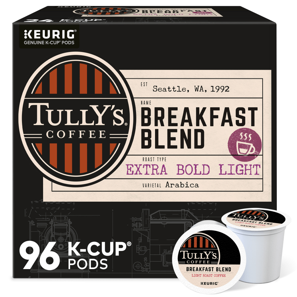 Tully's Coffee Breakfast Blend Single-Serve K-Cups, Classic, Carton Of 24 K-Cups, Box Of 4 Cartons MPN:192719CA