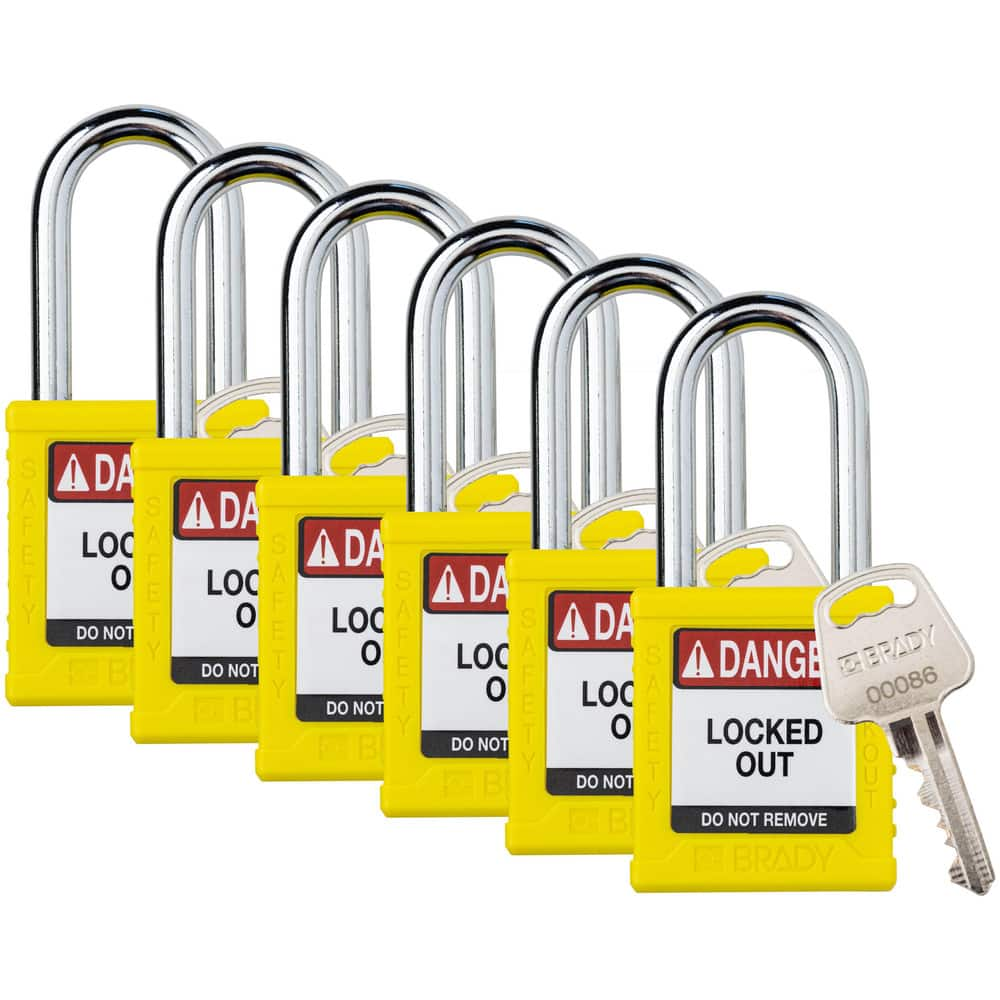 Lockout Padlocks, Legend: DANGER LOCKED OUT DO NOT REMOVE , Key Type: Keyed Different , Key Retaining: Retaining Key , Body Material: Nylon  MPN:153458