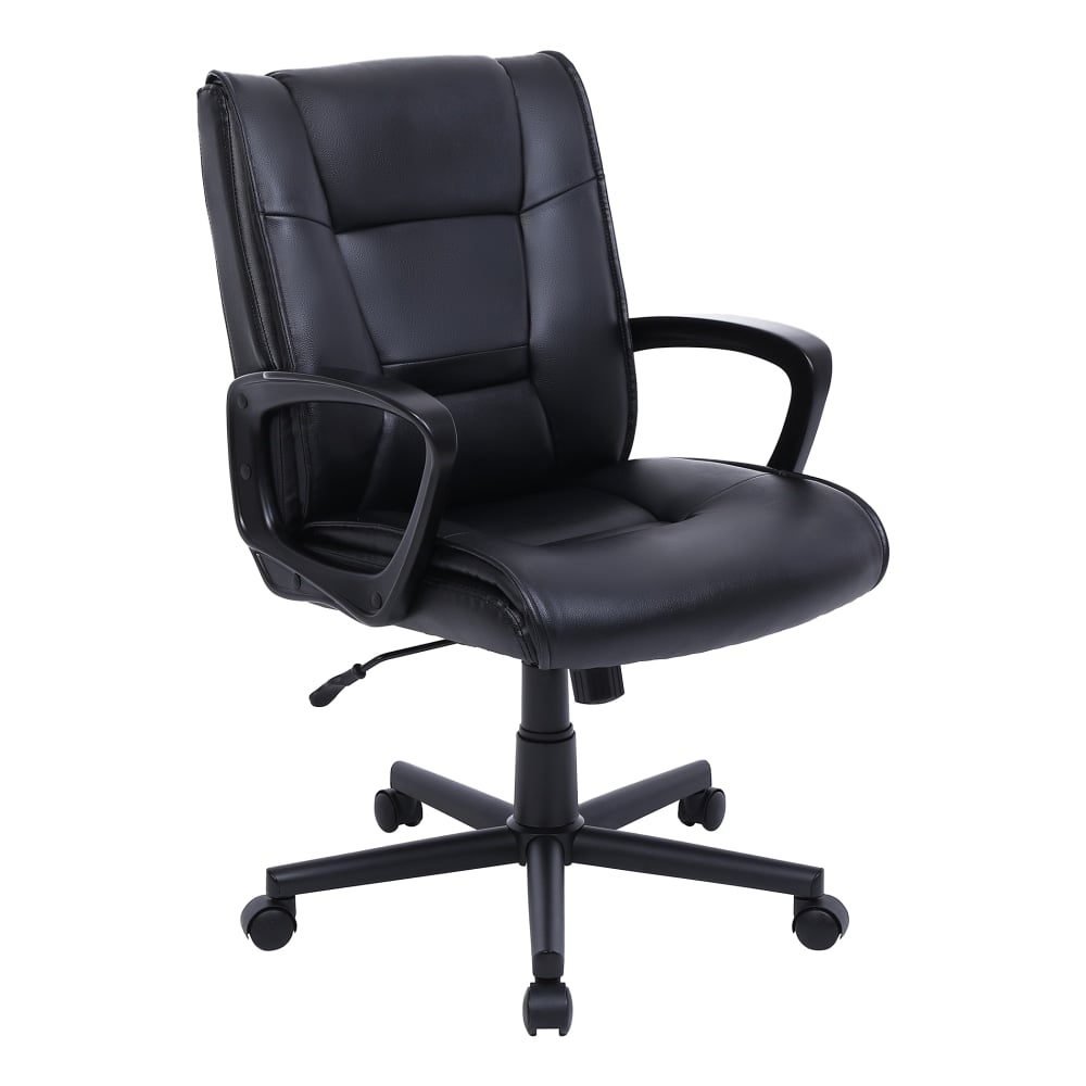 Realspace Rezzi Vegan Leather Mid-Back Manager Office Chair, Black MPN:GF-82579S