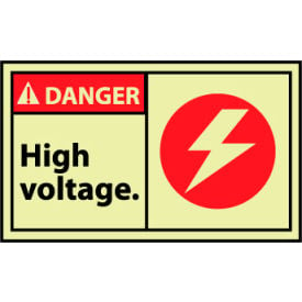 NMC™ OSHA Machine Labels w/ Graphic Danger High Voltage Vinyl Glow Pack of 5 GDGA10AP