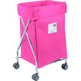 R&B Wire Products Narrow Collapsible Hamper Steel Pink Vinyl Bag 654PNK