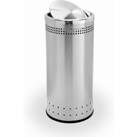 Precision® Stainless Steel Round Imprinted Trash Can With Swivel Lid 15 Gallon 780729