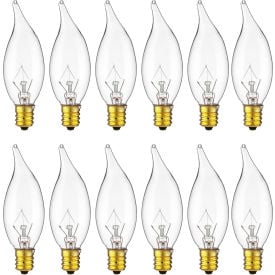 Sunlite® Incandescent Chandelier Bulb with E12 Candelabra Base 15W 120V White Pack of 12 40009-SU