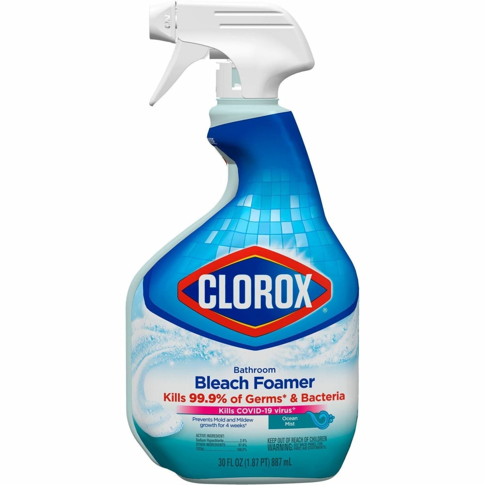 Clorox Disinfecting Bathroom Foamer with Bleach - For Bathroom - 30 fl oz (0.9 quart) - 9 / Carton - Disinfectant - Clear (Min Order Qty 2) MPN:30614CT