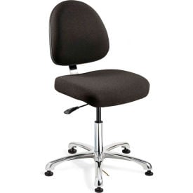 Bevco 9050M-E-F-BLK Integra-ESD Fabric Upholstered Chair Medium-Back Aluminum Base Ebony 9050M-E-F-EBY