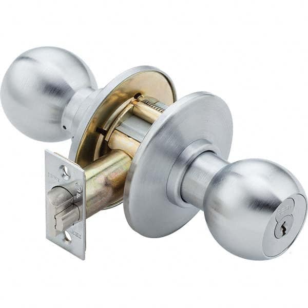 Knob Locksets, Cylinder Type: None , Type: Privacy , Door Thickness: 1 3/4 - 2 1/8 , Material: Brass , Finish/Coating: Antimicrobial Coated, Satin Chrome  MPN:7243193