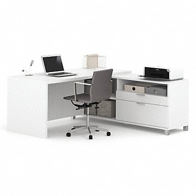 L-Shape Workstation White 29-29/32 in H MPN:120863-17