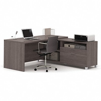 L-Shape Workstation Bark Gray 2 Drawers MPN:120863-47