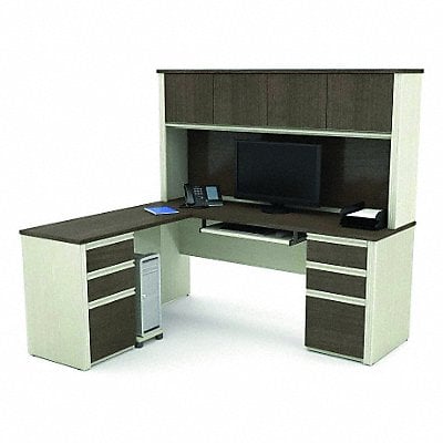 L-Shape Desk 66-13/16 in H Chocolate MPN:99852-52