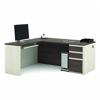 L-Shape Desk 71-7/64 in W Chocolate MPN:99860-52