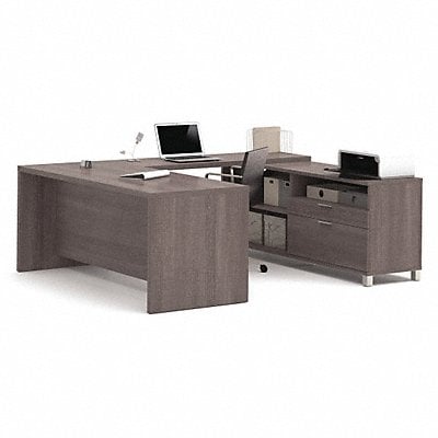 U-Shape Workstation Bark Grey 2 Drawers MPN:120861-47