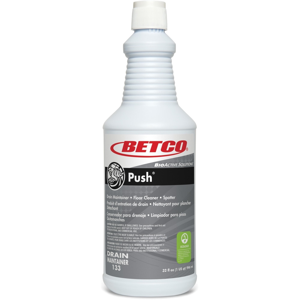 Betco Bioactive Solutions Push Cleaner - Ready-To-Use Liquid - 32 fl oz (1 quart) - New Green Scent - 1 Each - Milky White (Min Order Qty 9) MPN:1331200EA