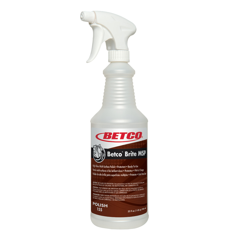 Betco Brite Multi-Surface Polish And Protectant, Lemon Scent, 32 Oz Bottle, Case Of 12 MPN:1551200