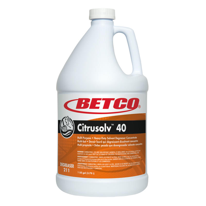 Betco Citrusolv 40 Heavy-Duty Solvent Degreaser, Citrus Scent, 128 Oz Bottle, Case Of 4 MPN:2110400