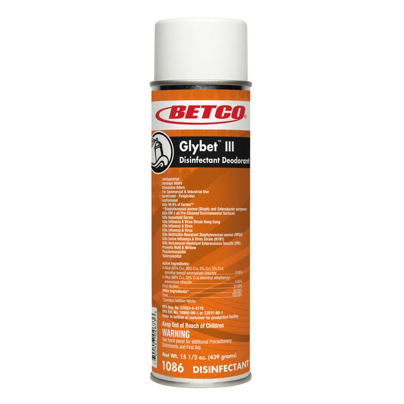 Betco Glybet III Disinfectant, 15.5 Oz Bottle, Citrus Scent, Case Of 12 MPN:10862300