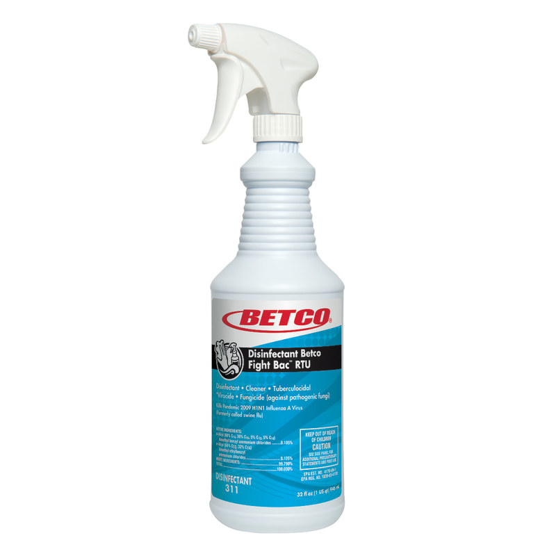 Betco Fight-Bac RTU Disinfectant Spray, Pleasant Scent, 32 Oz Bottle, Case Of 12 MPN:3111200