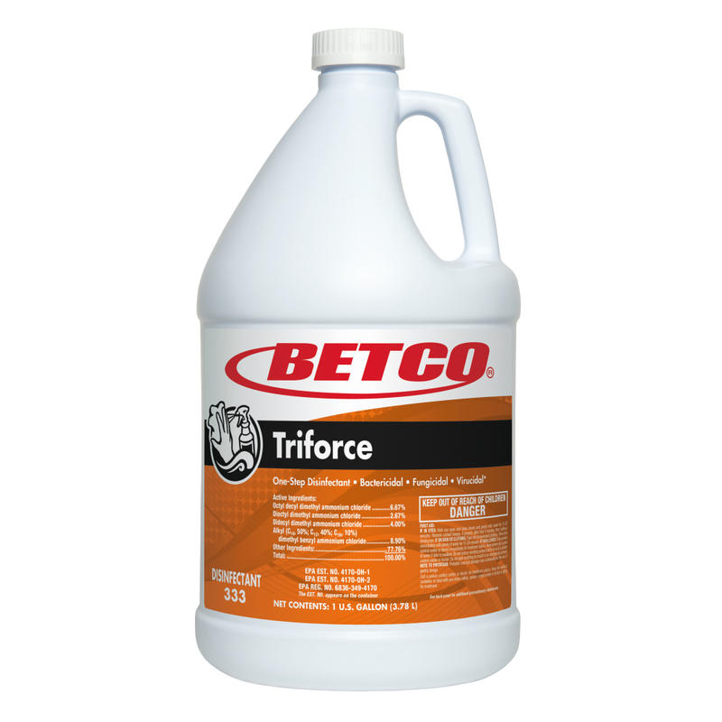 Betco Triforce Disinfectants, Fresh Scent, 142.24 Oz, Orange, Pack Of 4 Disinfectants MPN:3330400