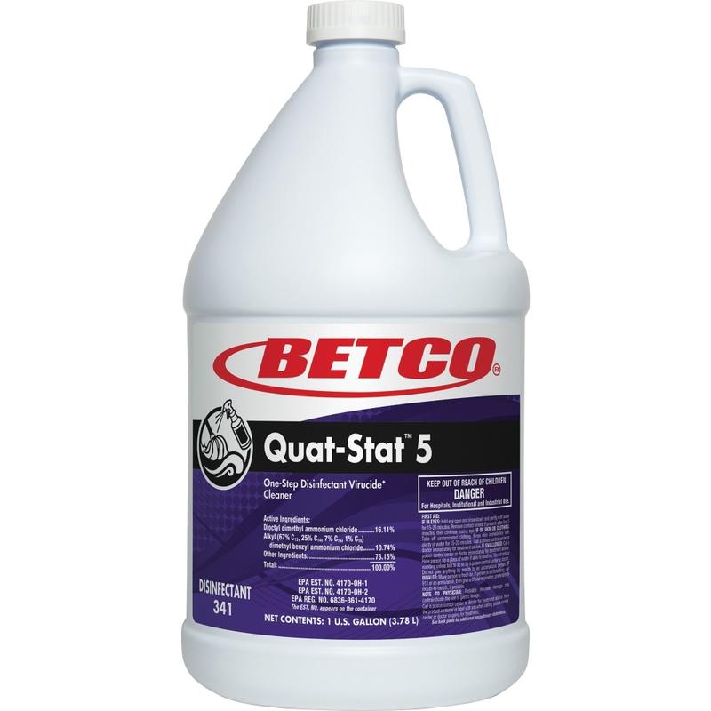 Betco Quat-Stat 5 Disinfectant Gallon - Concentrate Liquid - 128 fl oz (4 quart) - Lavender Scent - 1 Each - Purple MPN:3410400