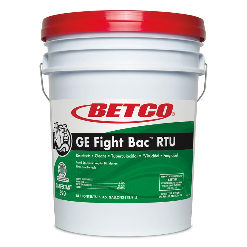 Betco GE Fight-Bac RTU Disinfectant, 5 Gal Bucket MPN:3900500