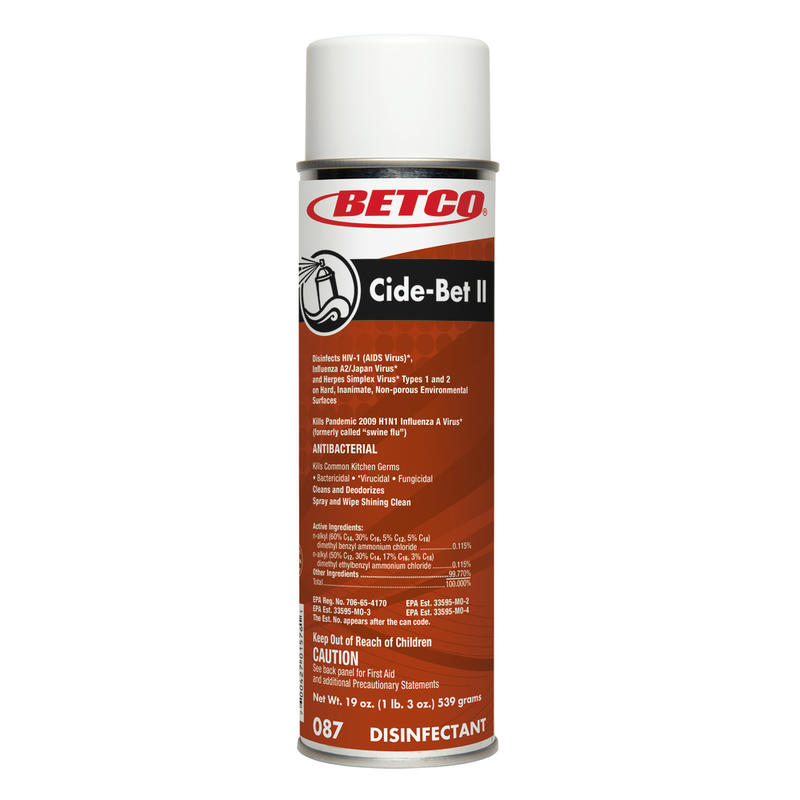 Betco Cide-Bet Aerosol Disinfectant, Citrus Bouquet Scent, 18 Oz Can, Case Of 12 MPN:0872300