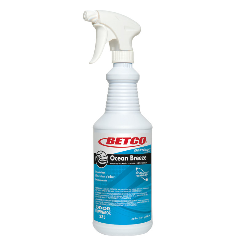 Betco BestScent Ready-To-Use Odor Eliminator, 32 Oz, Ocean Breeze, Pack Of 12 (Min Order Qty 2) MPN:2351200