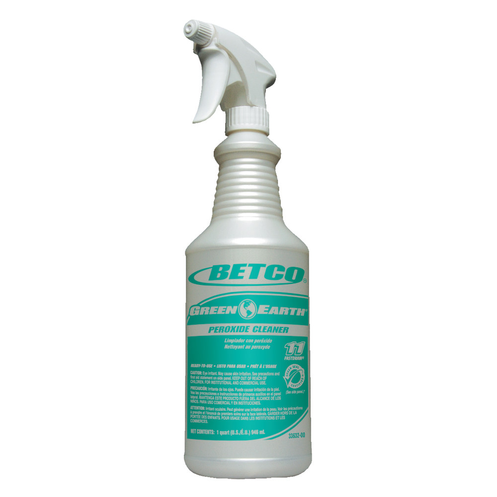 Betco Empty Green Earth Peroxide Spray Bottles, 32 Oz., Pearlized, Case Of 12 (Min Order Qty 2) MPN:3363200