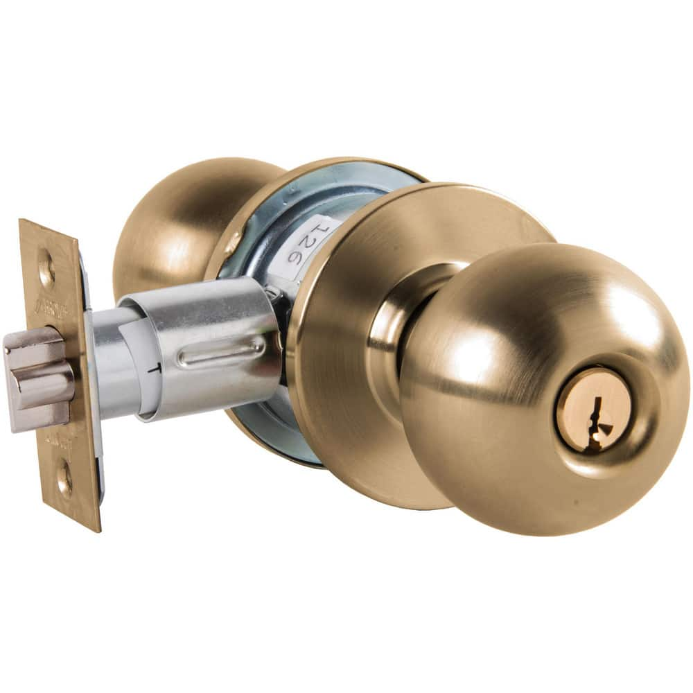 Knob Locksets, Type: Entrance , Key Type: Keyed Different , Material: Metal , Finish/Coating: Antique Brass , Compatible Door Thickness: 1-3/8