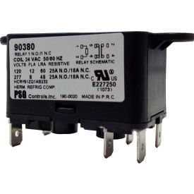 PSG 90380 SPNO-SPNC Heavy Duty Relay 50/60 Hz 8 Amps 240V; Coil 24VAC 90380