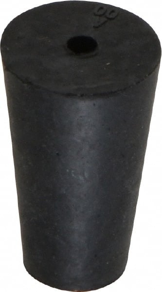 #00, 25/64 Small to 19/32 Large End Diam, Tapered Rubber Stopper with Hole MPN:ITRS-00-1H-BKN