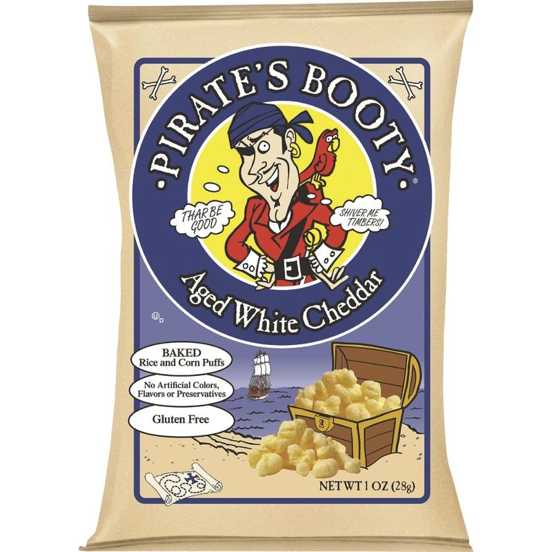 Pirates Booty White Cheddar Rice/Corn Puffs, 1 Oz, Carton Of 24 Bags (Min Order Qty 2) MPN:60104