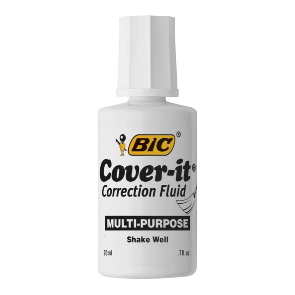 BIC Cover-it Correction Fluid - 0.68 fl oz - White - Fast-drying - 1 Each (Min Order Qty 59) MPN:WOC12WE