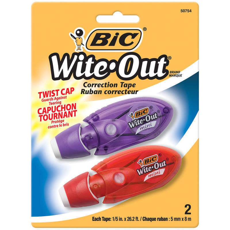 BIC Wite-Out Correction Tape, 1/6in x 237 1/16in, Pack Of 2 (Min Order Qty 15) MPN:WOMTP21