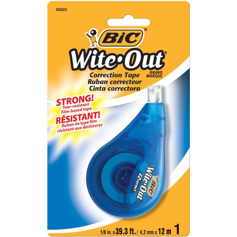 BIC Wite Out Brand EZ Correct Correction Tape, 1/6in x 471 3/5in, White, Pack of 1 (Min Order Qty 28) MPN:WOTAPP11