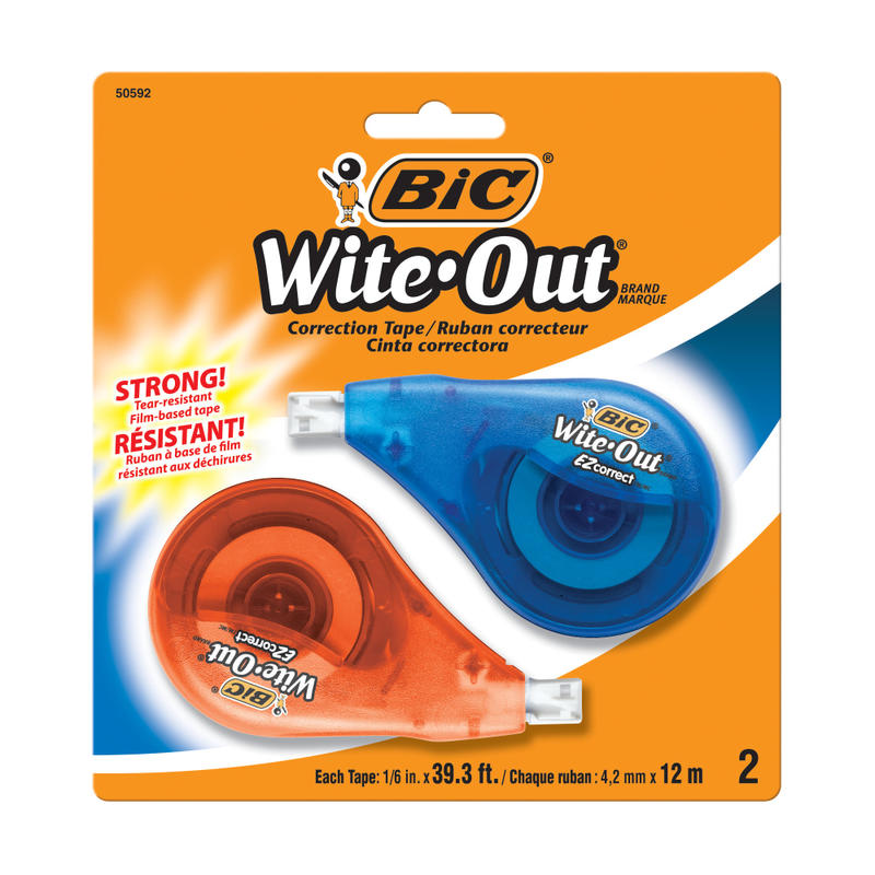 BIC Wite-Out Brand EZ Correct Correction Tape, 472in, White, Pack Of 2 (Min Order Qty 15) MPN:WOTAPP21