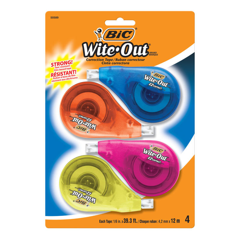 BIC Wite-Out Correction Tape, Pack Of 4 Correction Tape Dispensers (Min Order Qty 8) MPN:WOTAPP418