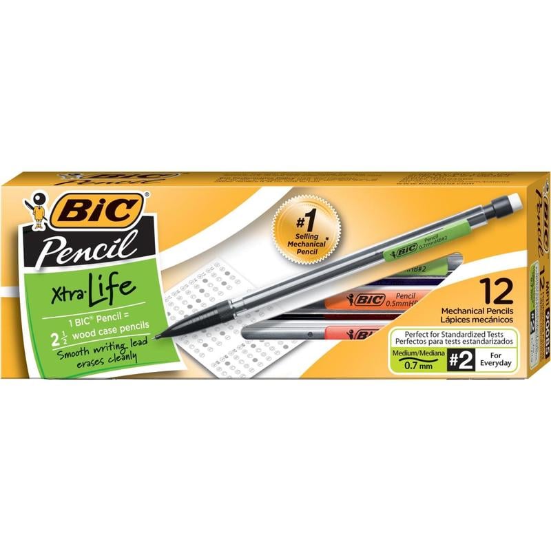 BIC Mechanical Pencils, Xtra Life, 0.7 mm, Black Barrel, Pack Of 12 (Min Order Qty 17) MPN:MP11