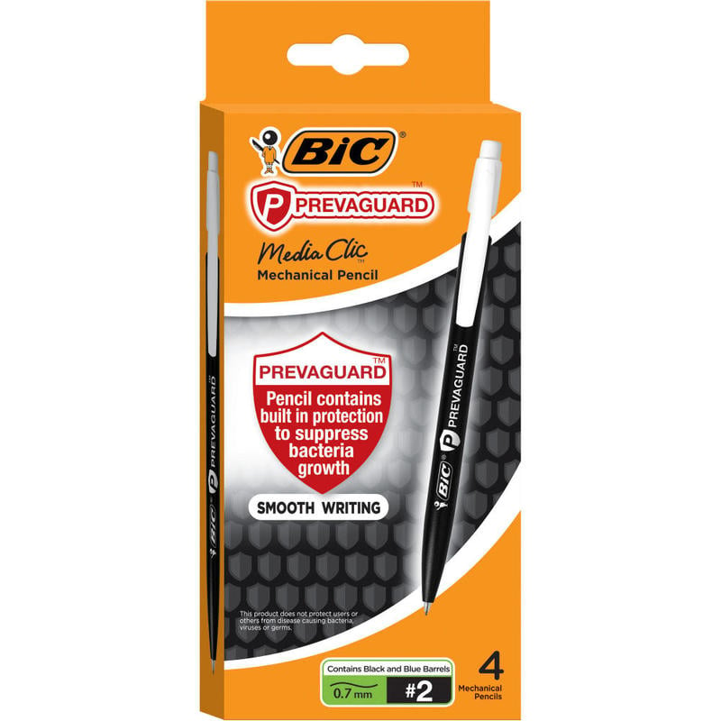 BIC Prevaguard Mechanical Pencil with antimicrobial additive  0.7mm Point #2 4Pk (Min Order Qty 8) MPN:MPCMAP4-BLK