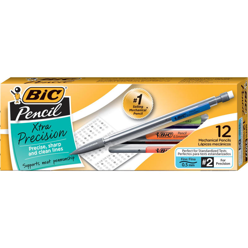 BIC Xtra Mechanical Pencils, Xtra Precision, 0.5 mm, Gray Barrel, Pack Of 12 (Min Order Qty 10) MPN:MPF11