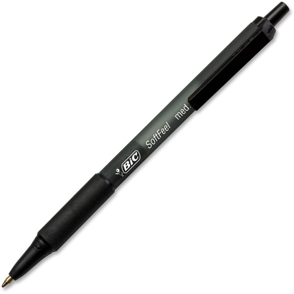 BIC Soft Feel Retractable Ballpoint Pens, Medium Point, 1.0mm, Black Barrel, Black Ink, Pack Of 36 Pens (Min Order Qty 3) MPN:SCSM361BK