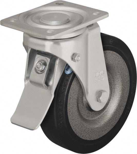 Swivel Top Plate Caster: Solid Rubber, 6-1/2