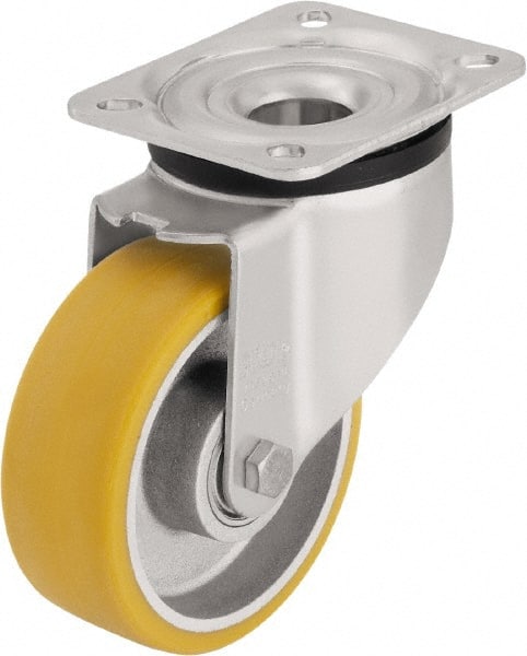 Swivel Top Plate Caster: Polyurethane-Elastomer Blickle Extrathane, 3