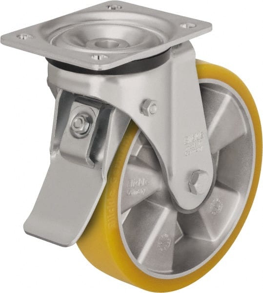 Swivel Top Plate Caster: Polyurethane-Elastomer Blickle Extrathane, 6-1/2