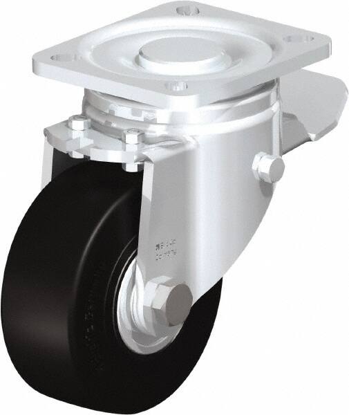 Swivel Top Plate Caster: Solid Rubber, 4