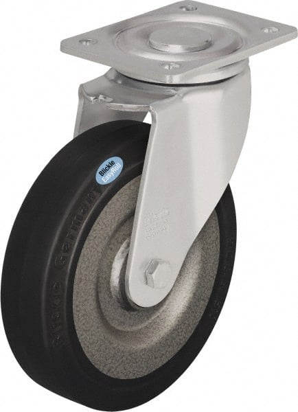 Swivel Top Plate Caster: Solid Rubber, 6-1/2