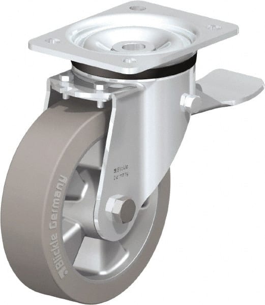 Swivel Top Plate Caster: Solid Rubber, 6-1/2